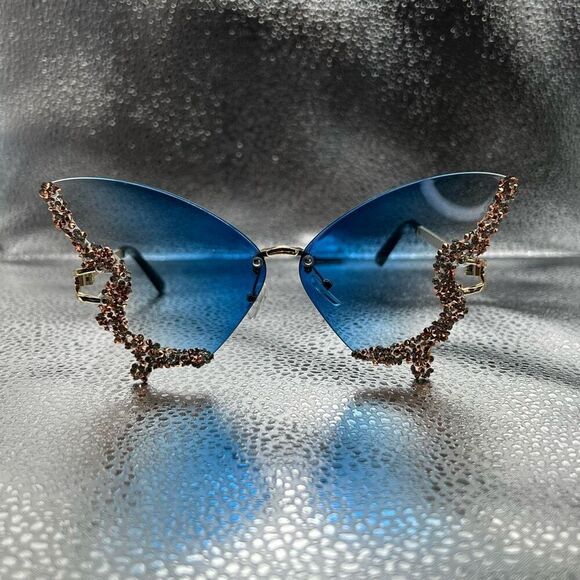 Accessories - Butterfly Rhinestones Designed Glasses Ladies Fashion Sunglasses Outdoor Oversiz